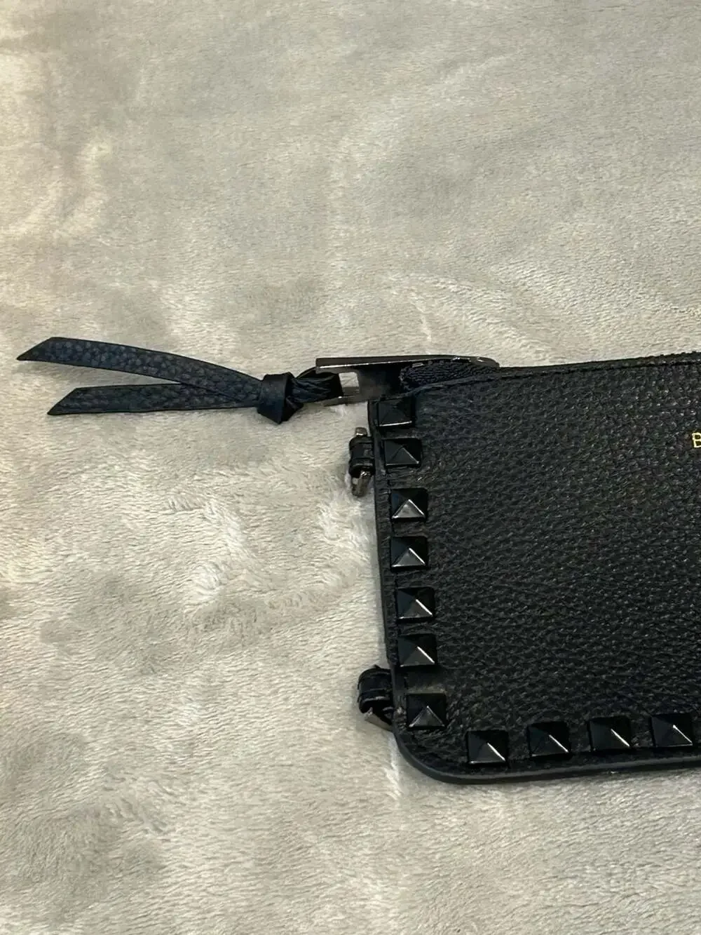 Bandolier Sarah Studded Pebbled Leather Zip Pouch Wristlet Green No Strap